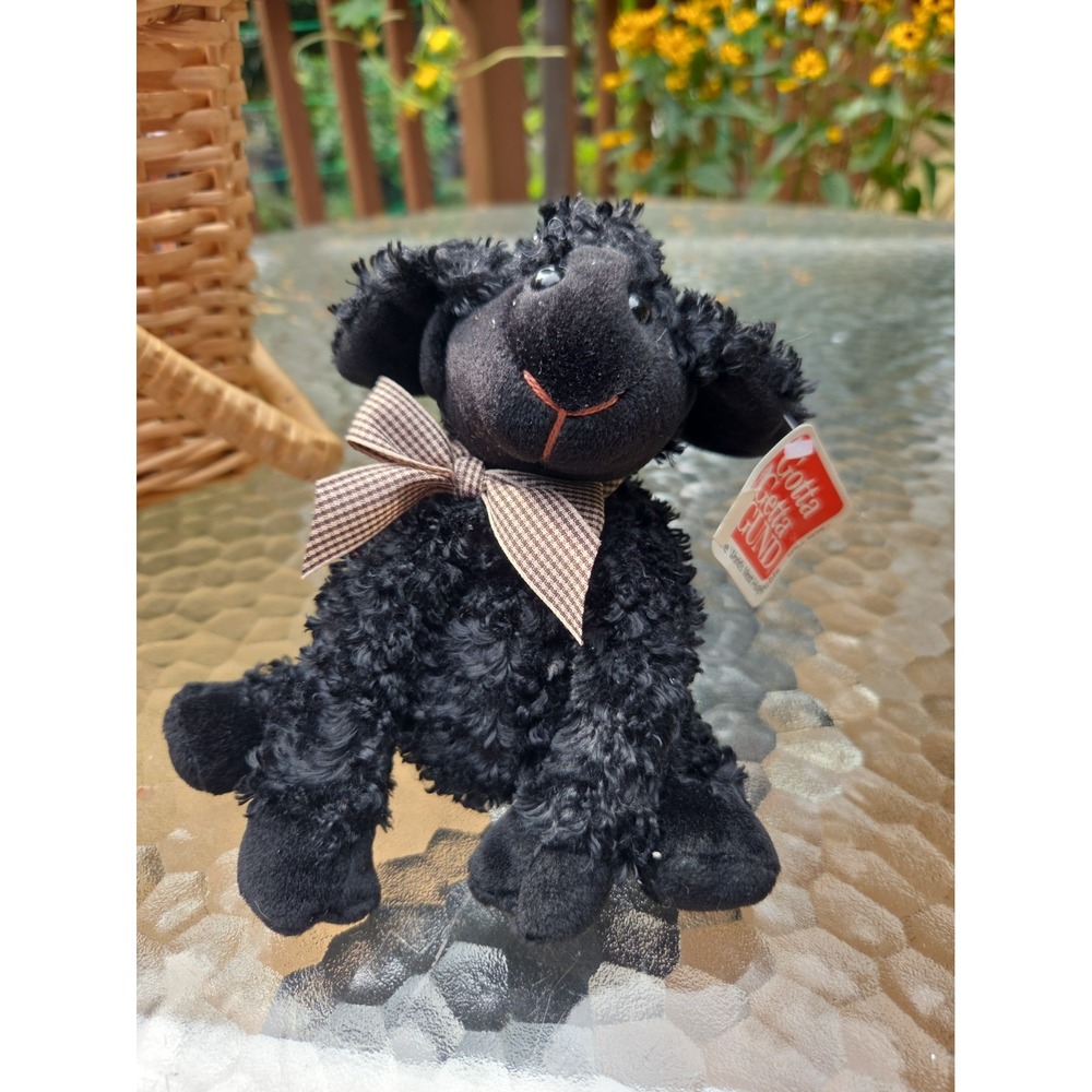 Vintage Gund Nibbles Black Lamb Sheep Plush 3326 Designed by Mica Beanie 6"